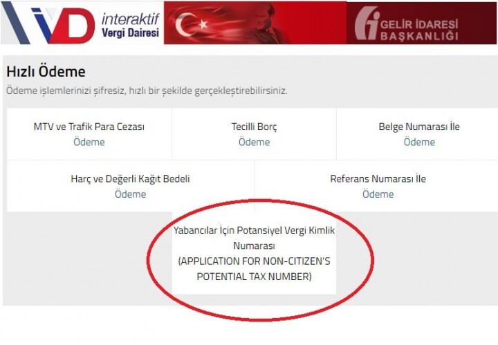 Türkiye’de yabancılar için online vergi numarası başvuru ekranı, vergi kimlik numarasının dijital olarak çıkarılmasını göstermektedir.