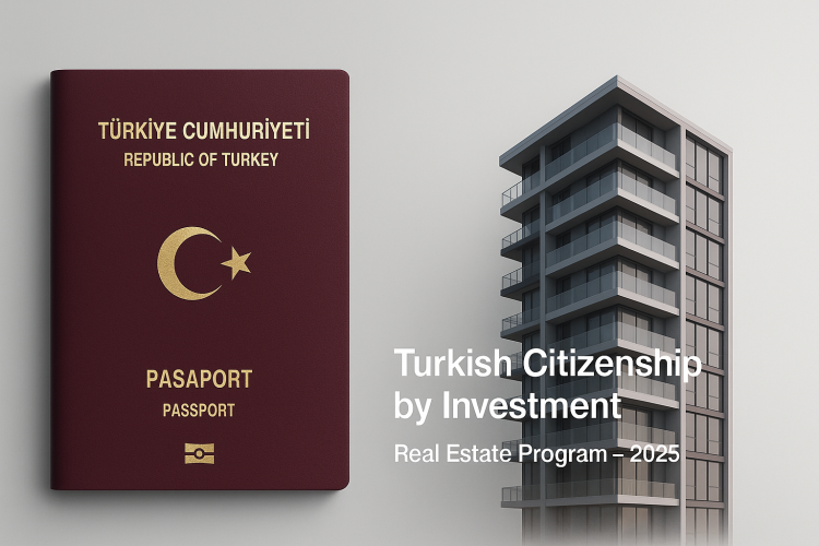 Cover image showing Turkish passport and modern residence for the Turkish citizenship by investment real estate program.