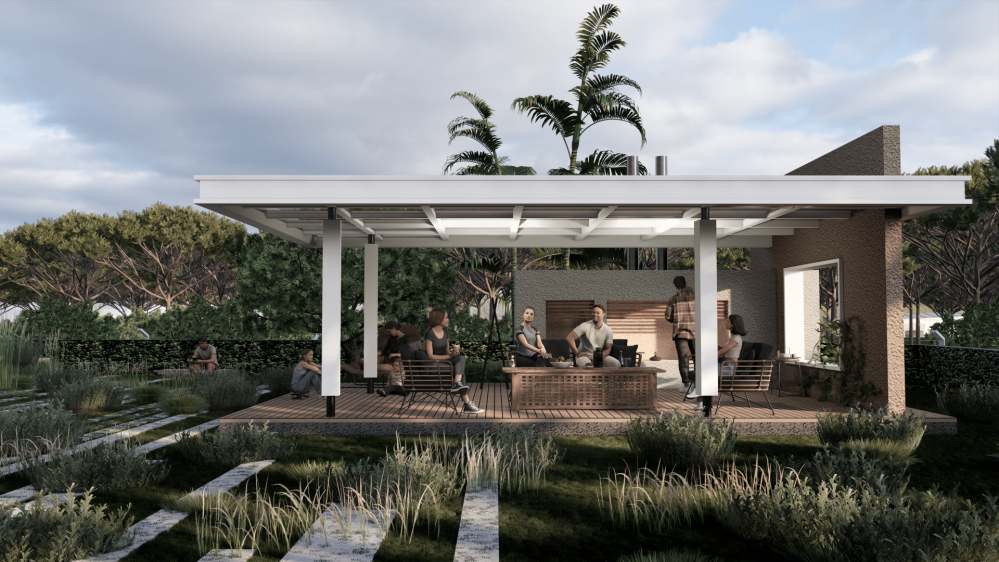 Зона отдыха в стиле виллы с современным садовым дизайном.Современная жизнь в Оба, Аланья — апартаменты 1+1, 2+1, 3+1 и 4+1