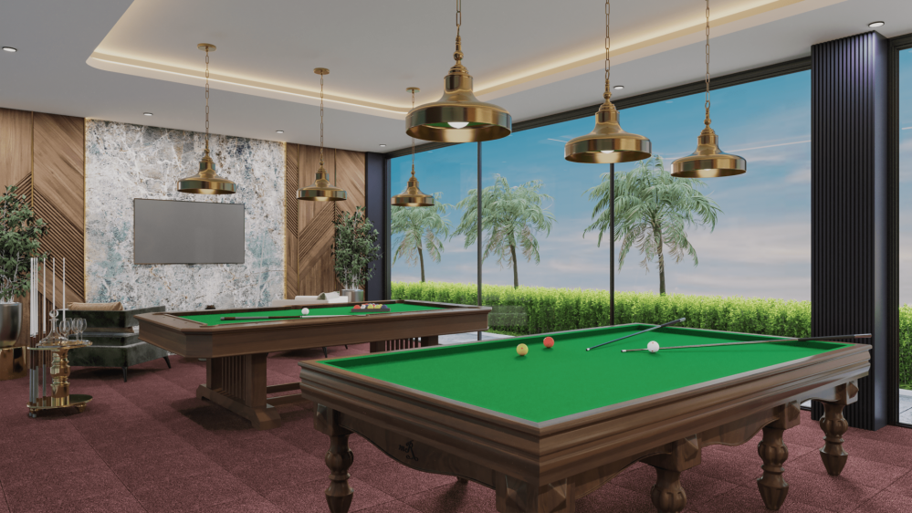 Бильярдная и зона развлечений внутри жилого комплекса.Современная жизнь в Оба, Аланья — апартаменты 1+1, 2+1, 3+1 и 4+1