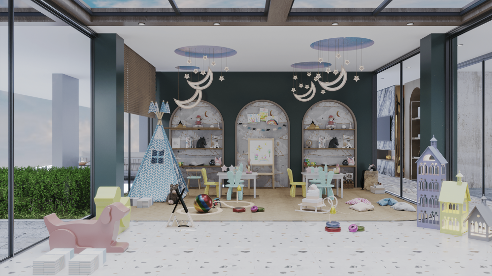 Детская игровая площадка и безопасная комната для игр внутри комплекса.Современная жизнь в Оба, Аланья — апартаменты 1+1, 2+1, 3+1 и 4+1