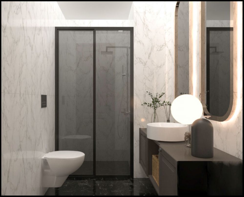 Modern bathroom design in Mezitli residential projectUltra Luxury 2+1 Residence in Mezitli Mersin