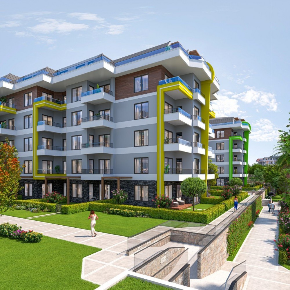 Oba’da Lüks Yatırımlık Konut Projesi – Modern Yaşam ve Geniş Sosyal Alanlar