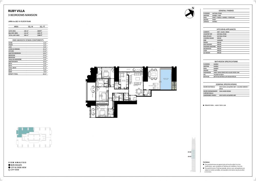 Роскошные апартаменты в Business Bay Дубай – Дизайн Jacob & Co с частным бассейном