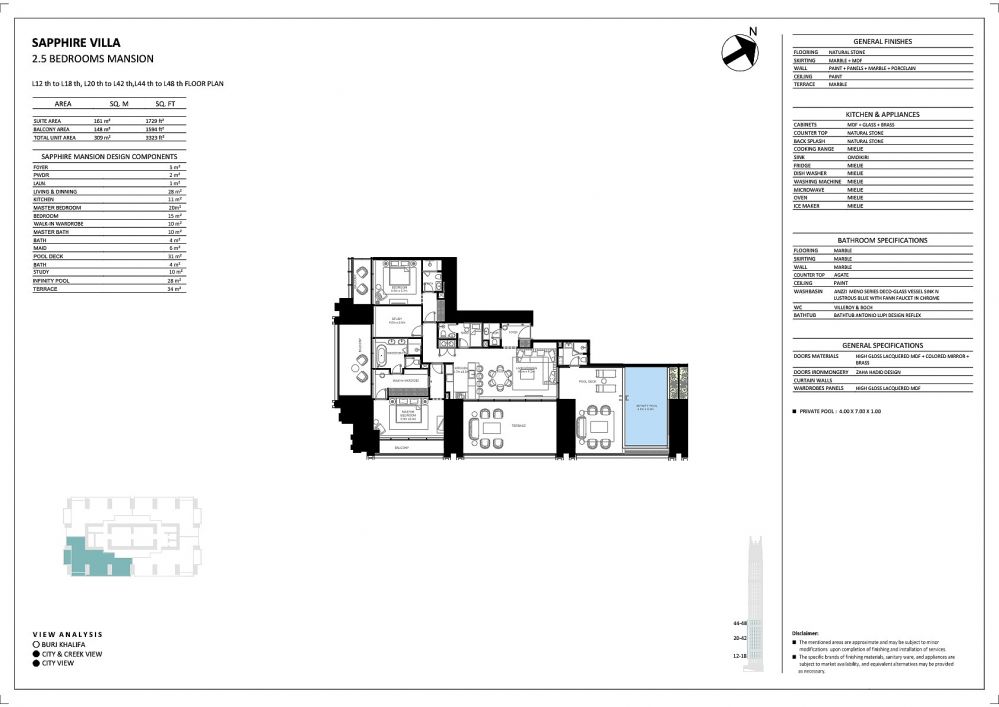 Роскошные апартаменты в Business Bay Дубай – Дизайн Jacob & Co с частным бассейном