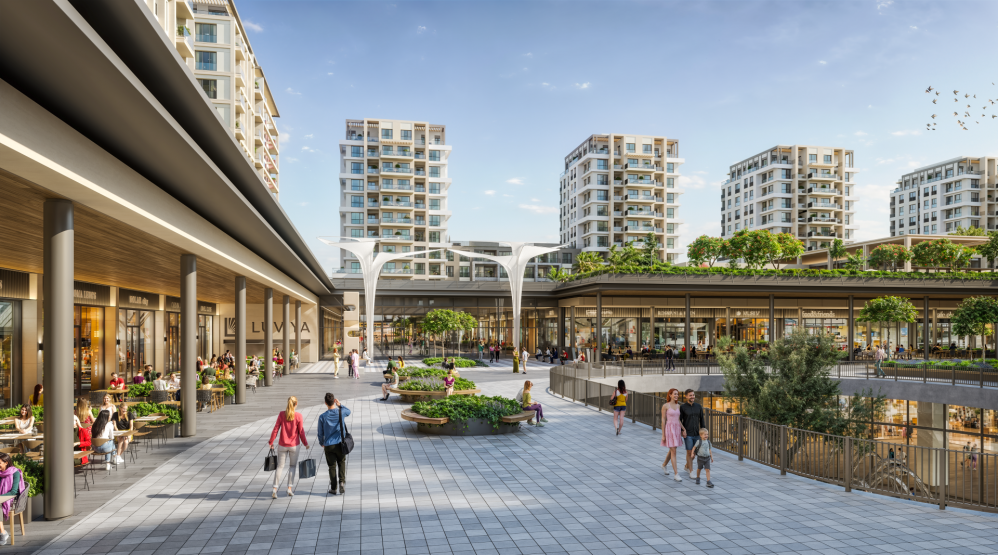 Walkways, water features and modern outdoor social spaces within the complex.Luxury High-Ceiling Apartments in Antalya