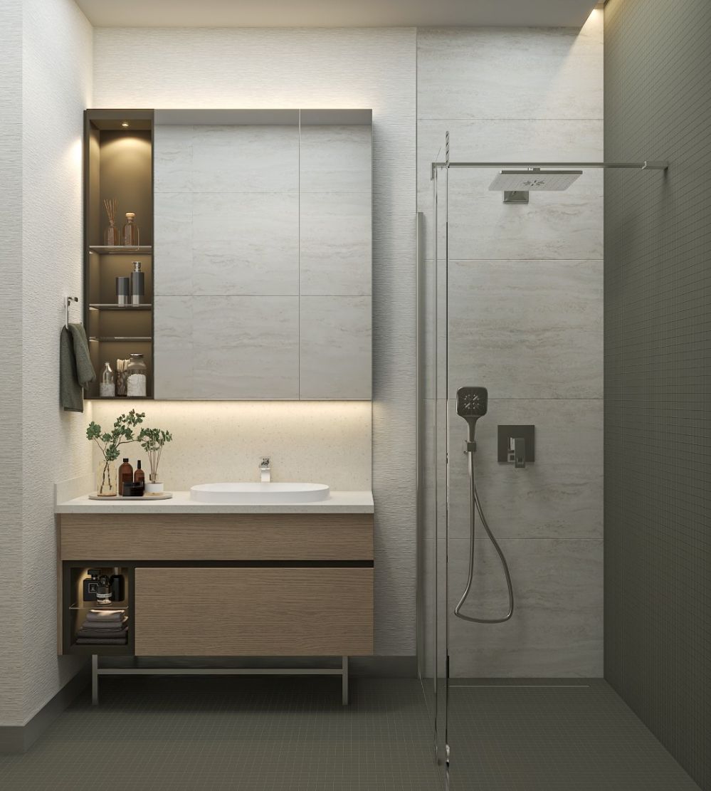 Spacious bedroom with modern furniture and bright interior design.Luxury High-Ceiling Apartments in Antalya