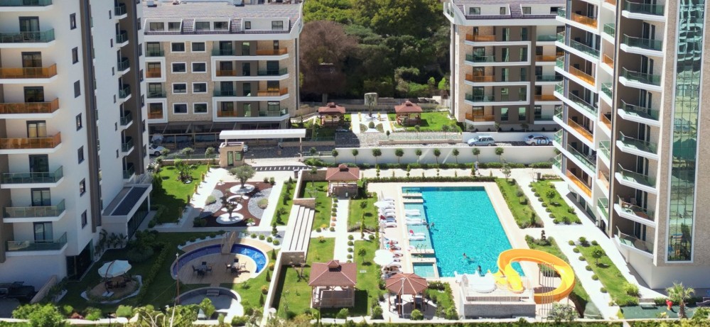 Avsallar 1+1 daire, havuz ve aqua park havadan%50 peşinle tapu ve anahtar, Avsallar 1+1