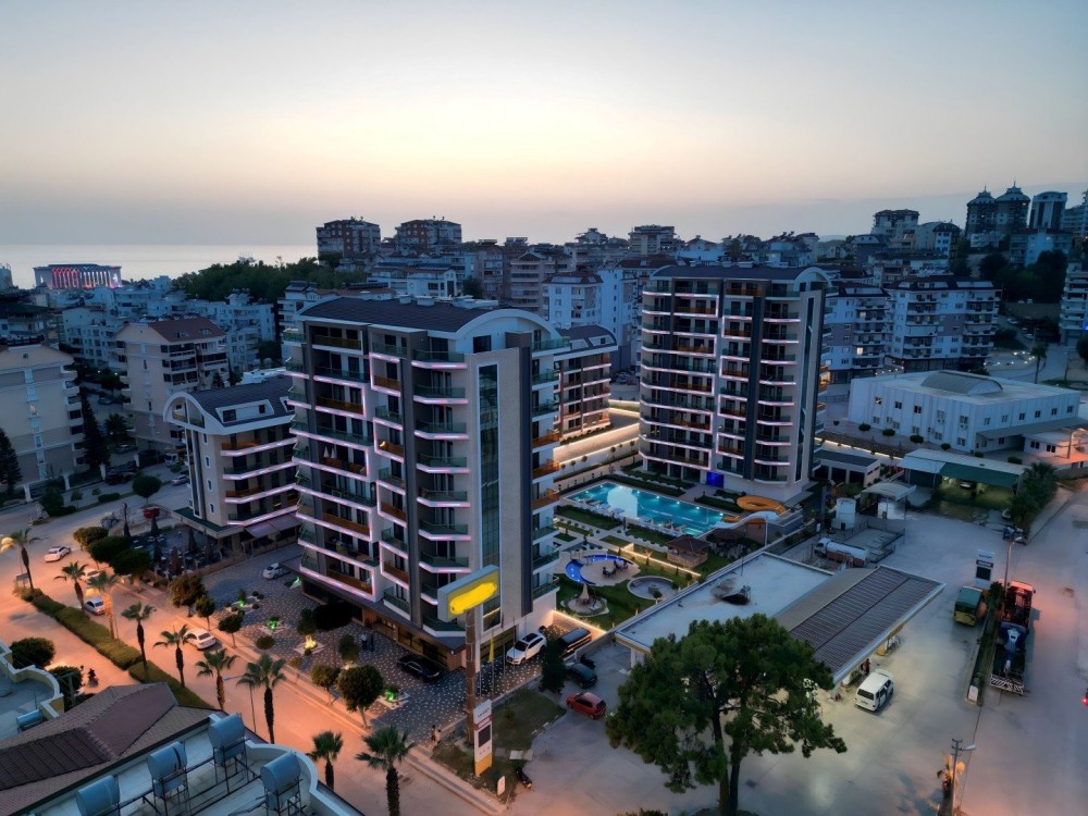Avsallar satılık daire, akşam site görünümü9. kat 1+1, %30 peşin + 24 ay %0 faiz