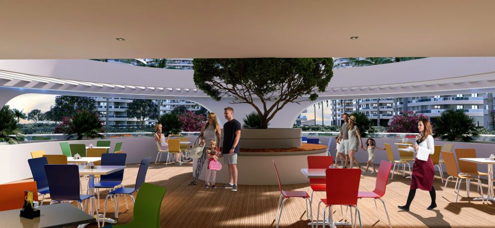 Open restaurant terrace with a social and friendly atmosphere.Ultra Luxury Residential Project 600 m from the Sea in Cyprus