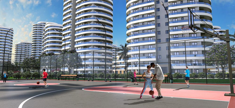 Basketball court and playground designed for an active lifestyle.Ultra Luxury Residential Project 600 m from the Sea in Cyprus