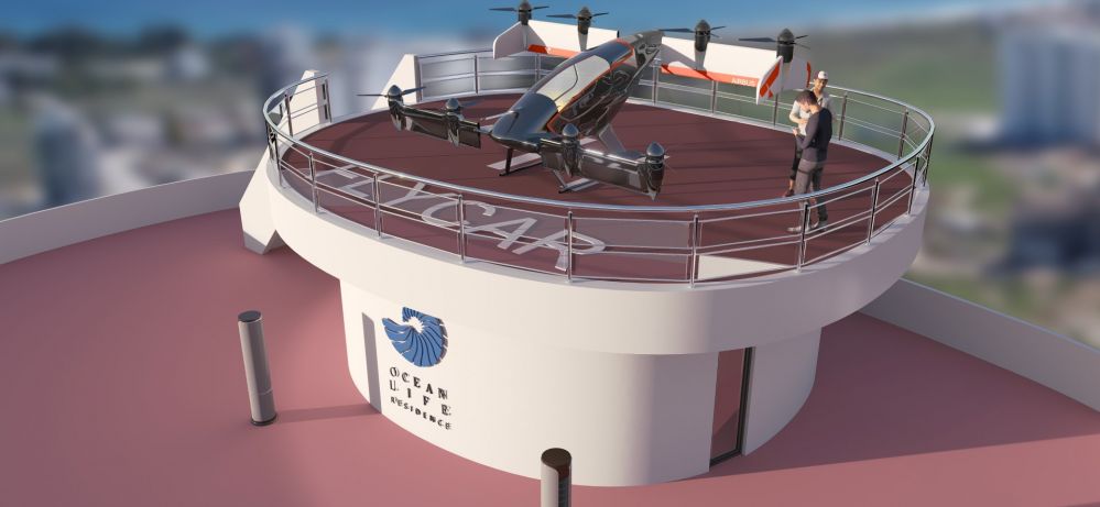 Rooftop helipad offering panoramic views of Cyprus.Ultra Luxury Residential Project 600 m from the Sea in Cyprus