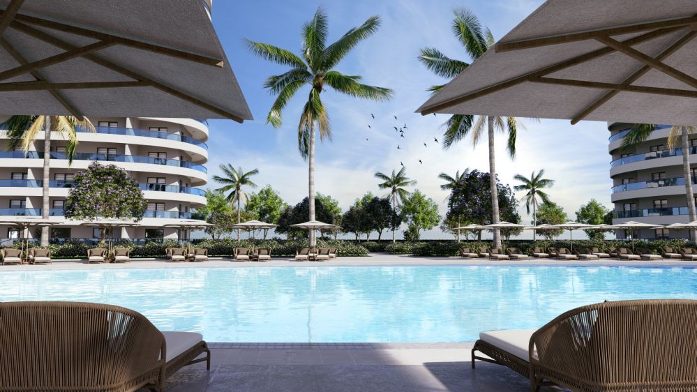 Бассейн-инфинити с видом на море и террасой.Ультрароскошный жилой проект в 600 м от моря, Кипр