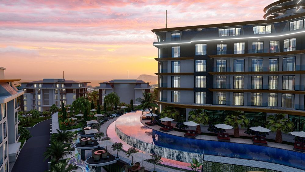 Beautifully landscaped garden areas designed in harmony with nature.Kestel, Alanya – New Lifestyle: 700 m to the Sea Luxury Residence Project