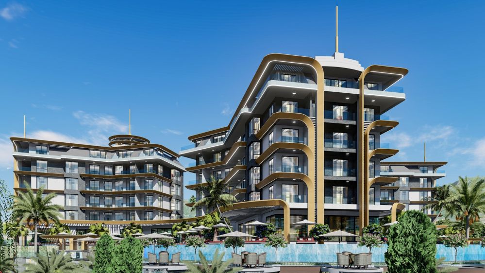 Pleasant living atmosphere around pools and social facilities.Kestel, Alanya – New Lifestyle: 700 m to the Sea Luxury Residence Project