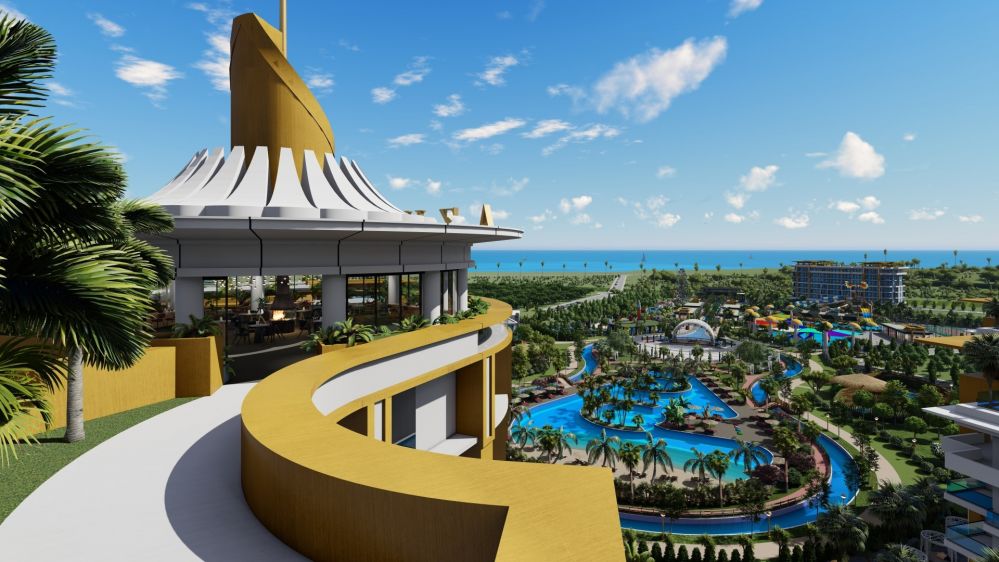 Центр социальной жизни с зонами развлечений и отдыха.Роскошный жилой комплекс у моря в районе Тюрклер, Аланья