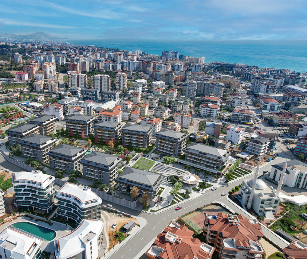 New investment project with rich infrastructure, 750 meters from the sea, Oba, Alanya
