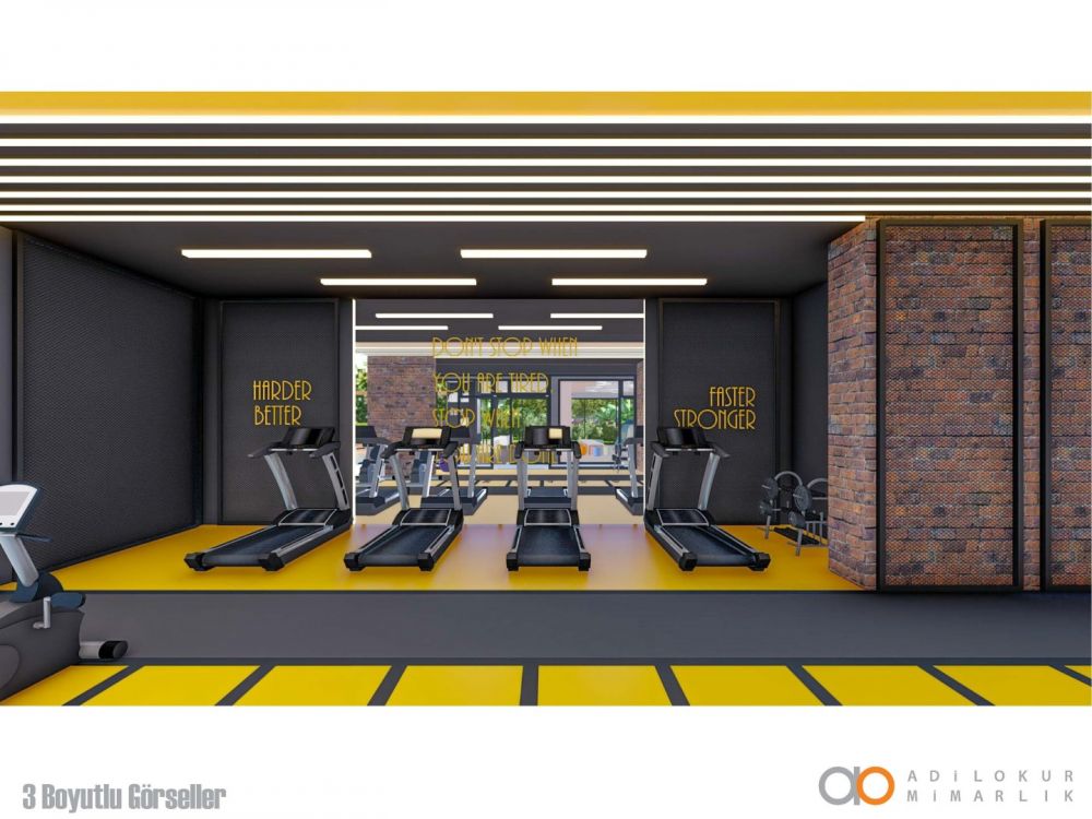 Полностью оборудованный фитнес-центр для здорового и активного образа жизни.Современный жилой комплекс с привлекательными инвестиционными возможностями в Демирташе, Аланья