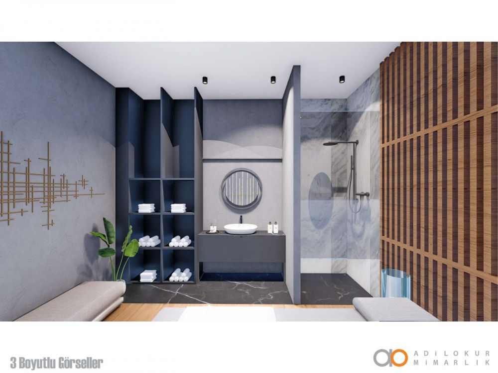 Современные душевые и раздевалки, дополняющие спа-зону.Современный жилой комплекс с привлекательными инвестиционными возможностями в Демирташе, Аланья