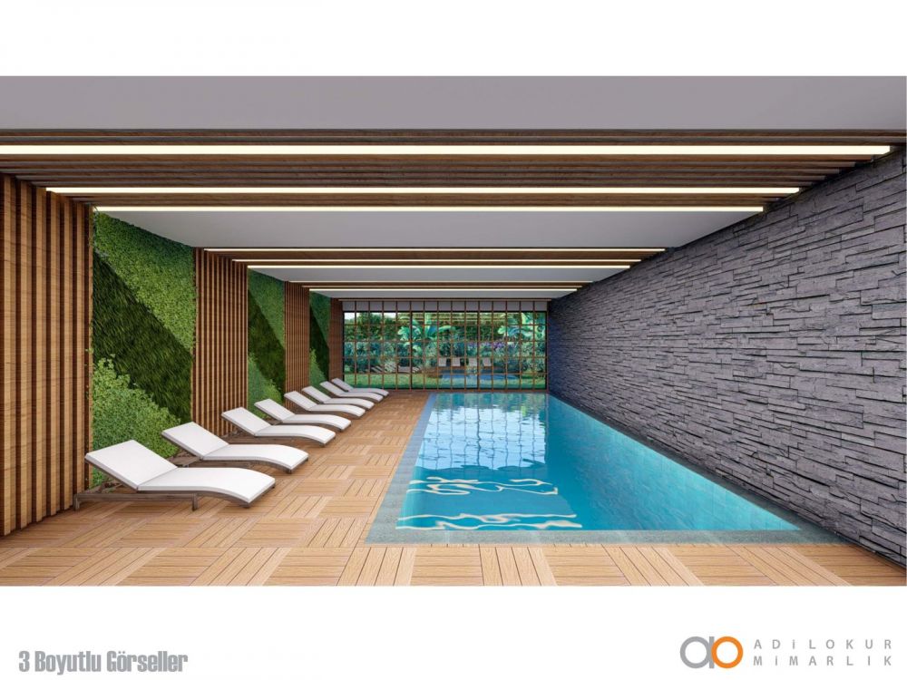 Современные душевые и раздевалки, дополняющие спа-зону.Современный жилой комплекс с привлекательными инвестиционными возможностями в Демирташе, Аланья