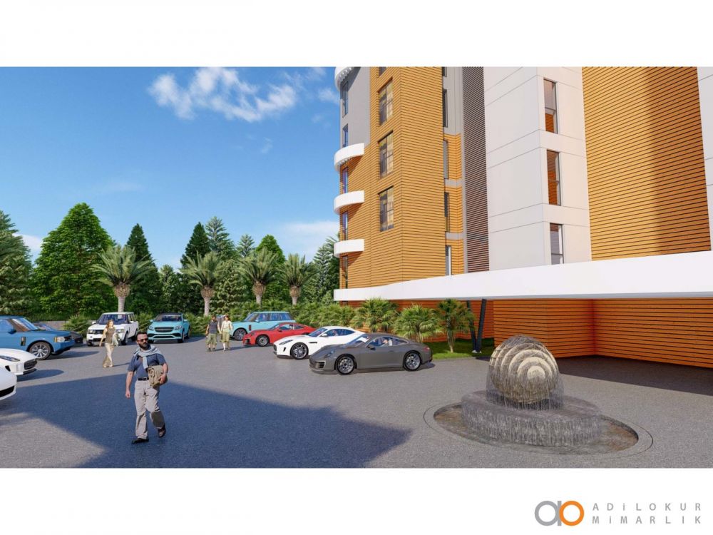 Генеральный план проекта с обозначением социальных зон и парковки.Современный жилой комплекс с привлекательными инвестиционными возможностями в Демирташе, Аланья