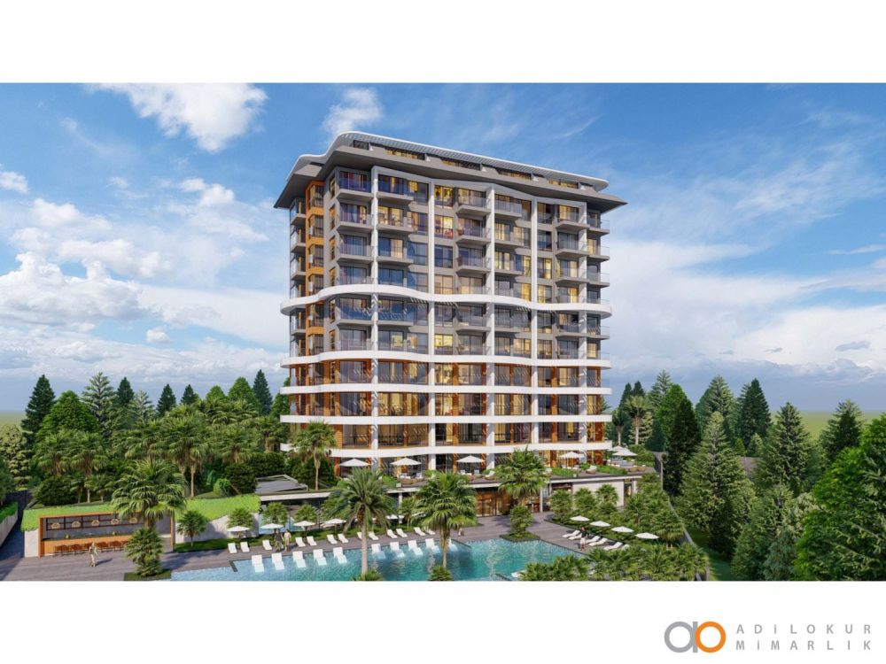 Современный жилой комплекс с современной архитектурой, расположенный среди природы в районе Демирташ.Современный жилой комплекс с привлекательными инвестиционными возможностями в Демирташе, Аланья