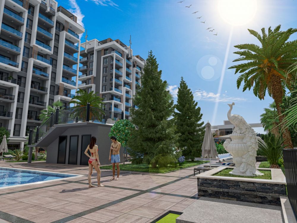 Experience Mediterranean tranquility around palm-lined pool areas.Luxury Apartments in Avsallar – Modern Residence for Smart Investors