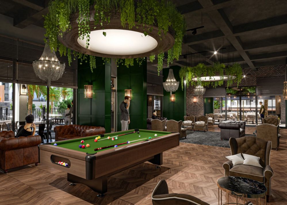 Game room and billiards area for social and leisure activities.Luxury Apartments in Avsallar – Modern Residence for Smart Investors