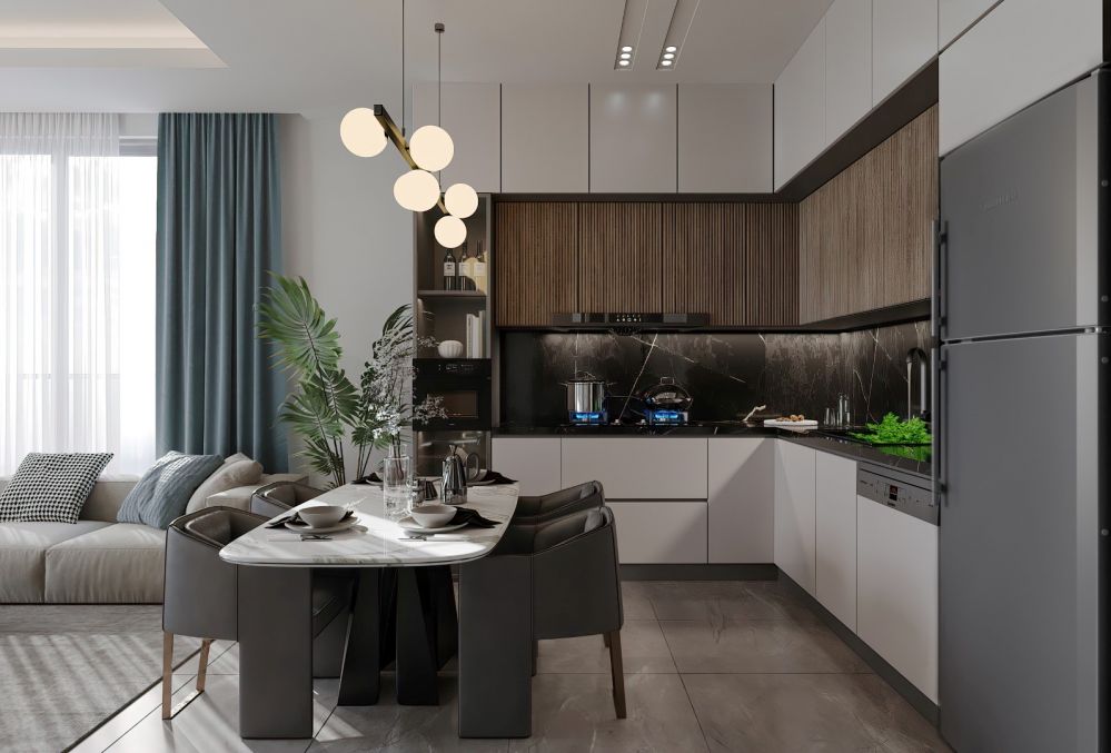 Полностью оборудованные кухни с гранитными столешницами и панорамными окнами.Роскошная жизнь и инвестиции в Аланье – Каргыджак