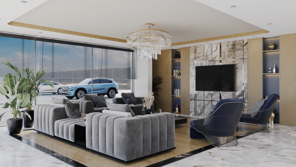 Bright and spacious living room with modern interior design.Luxury Living in Oba, Alanya – Residence Permit Eligible 1+1, 2+1, 3+1 & 4+1 Apartments
