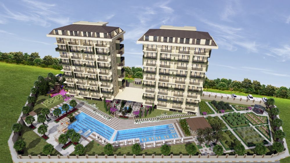 Modern Residential Complex in Alanya Demirtaş – 2 Blocks, 108 Units, Rich Social Facilities